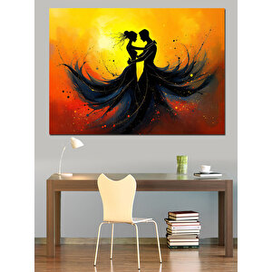 Dans Eden Silüetler Dekoratif Kanvas - Mdf Ahşap Tablo