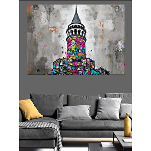 Renkli Galata Kulesi Dekoratif Kanvas - Mdf Ahşap Tablo 25x35 cm