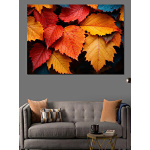 Kırmızı Sonbahar Yaprakları Dekoratif Kanvas - Mdf Ahşap Tablo 70x100 cm