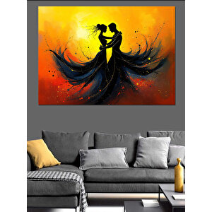 Dans Eden Silüetler Dekoratif Kanvas - Mdf Ahşap Tablo 70x100 cm