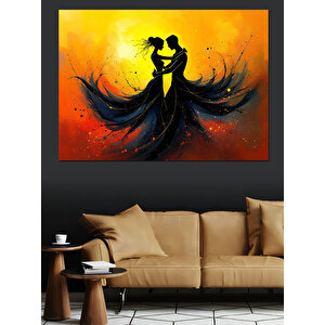 Dans Eden Silüetler Dekoratif Kanvas - Mdf Ahşap Tablo 70x100 cm