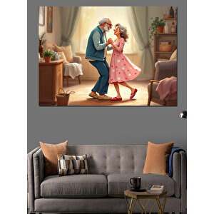 Dans Eden Yaşlı Çift Dekoratif Kanvas - Mdf Ahşap Tablo 35x50 cm