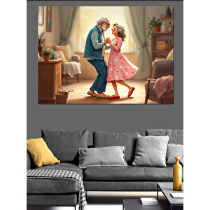 Dans Eden Yaşlı Çift Dekoratif Kanvas - Mdf Ahşap Tablo 35x50 cm