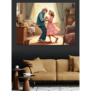 Dans Eden Yaşlı Çift Dekoratif Kanvas - Mdf Ahşap Tablo