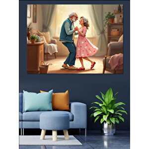 Dans Eden Yaşlı Çift Dekoratif Kanvas - Mdf Ahşap Tablo