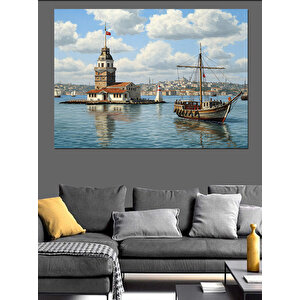 Kız Kulesi Manzarası Dekoratif Kanvas - Mdf Ahşap Tablo