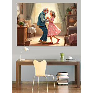 Dans Eden Yaşlı Çift Dekoratif Kanvas - Mdf Ahşap Tablo 50x70 cm