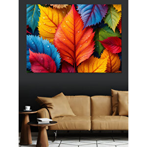 Renkli Sonbahar Yaprakları Dekoratif Kanvas - Mdf Ahşap Tablo 35x50 cm