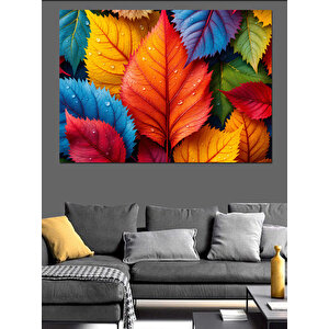 Renkli Sonbahar Yaprakları Dekoratif Kanvas - Mdf Ahşap Tablo