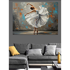 Beyaz Tütülü Dans Eden Kadın Dekoratif Kanvas - Mdf Ahşap Tablo 50x70 cm