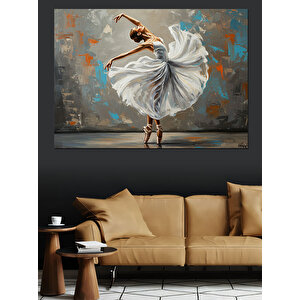 Beyaz Tütülü Dans Eden Kadın Dekoratif Kanvas - Mdf Ahşap Tablo 70x100 cm