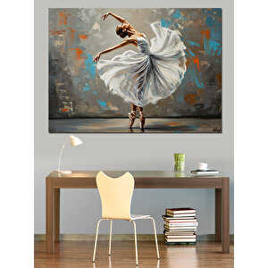 Beyaz Tütülü Dans Eden Kadın Dekoratif Kanvas - Mdf Ahşap Tablo