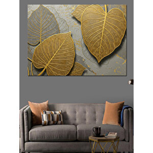 Altın Sarısı Sonbahar Yaprakları Dekoratif Kanvas - Mdf Ahşap Tablo