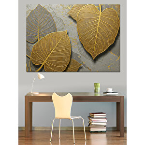 Altın Sarısı Sonbahar Yaprakları Dekoratif Kanvas - Mdf Ahşap Tablo 35x50 cm