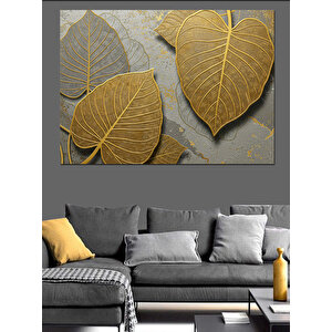 Altın Sarısı Sonbahar Yaprakları Dekoratif Kanvas - Mdf Ahşap Tablo 35x50 cm