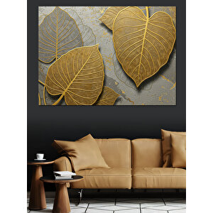 Altın Sarısı Sonbahar Yaprakları Dekoratif Kanvas - Mdf Ahşap Tablo 35x50 cm