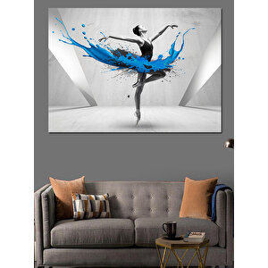 Mavi Boyalı Dans Eden Kadın Dekoratif Kanvas - Mdf Ahşap Tablo 70x100 cm