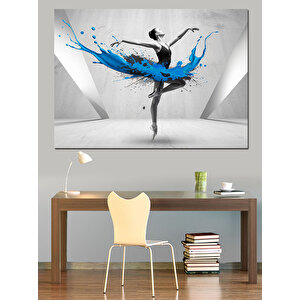 Mavi Boyalı Dans Eden Kadın Dekoratif Kanvas - Mdf Ahşap Tablo 70x100 cm