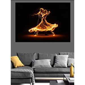 Işık Haleli Dans Eden Çift Dekoratif Kanvas - Mdf Ahşap Tablo 100x140 cm