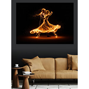 Işık Haleli Dans Eden Çift Dekoratif Kanvas - Mdf Ahşap Tablo 100x140 cm