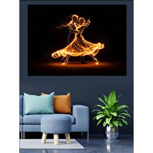 Işık Haleli Dans Eden Çift Dekoratif Kanvas - Mdf Ahşap Tablo 100x140 cm
