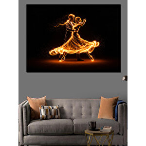 Işık Haleli Dans Eden Çift Dekoratif Kanvas - Mdf Ahşap Tablo
