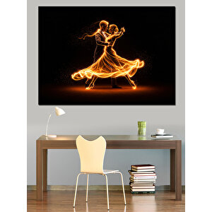 Işık Haleli Dans Eden Çift Dekoratif Kanvas - Mdf Ahşap Tablo