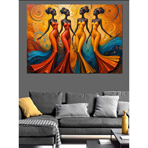 Soyut Dans Eden Kadınlar Dekoratif Kanvas - Mdf Ahşap Tablo 100x140 cm