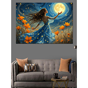 Ayışığında Dans Eden Kadın Dekoratif Kanvas - Mdf Ahşap Tablo 50x70 cm