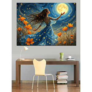 Ayışığında Dans Eden Kadın Dekoratif Kanvas - Mdf Ahşap Tablo 50x70 cm