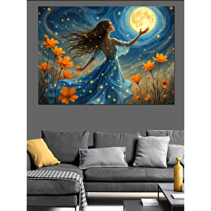 Ayışığında Dans Eden Kadın Dekoratif Kanvas - Mdf Ahşap Tablo 50x70 cm