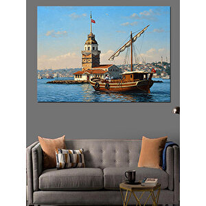 Kız Kulesi Ve Yelkenli Dekoratif Kanvas - Mdf Ahşap Tablo 50x70 cm