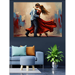 Tutkulu Birlikte Dans Eden Çift Dekoratif Kanvas - Mdf Ahşap Tablo 100x140 cm