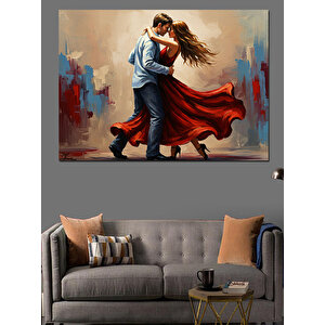 Tutkulu Birlikte Dans Eden Çift Dekoratif Kanvas - Mdf Ahşap Tablo 100x140 cm