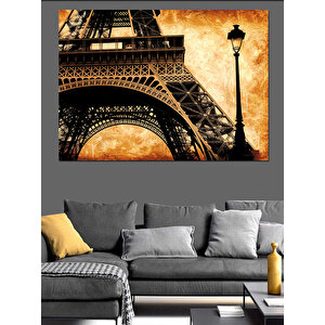 Eiffel Kulesi Retro Çizim Dekoratif Kanvas - Mdf Ahşap Tablo 35x50 cm