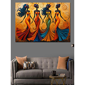 Dans Eden Renkli Kadınlar Dekoratif Kanvas - Mdf Ahşap Tablo