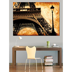 Eiffel Kulesi Retro Çizim Dekoratif Kanvas - Mdf Ahşap Tablo 70x100 cm