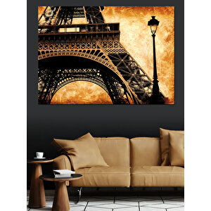 Eiffel Kulesi Retro Çizim Dekoratif Kanvas - Mdf Ahşap Tablo 70x100 cm