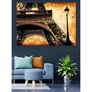 Eiffel Kulesi Retro Çizim Dekoratif Kanvas - Mdf Ahşap Tablo