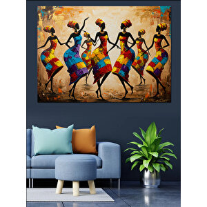 Dans Eden Renkli Kadınlar Dekoratif Kanvas - Mdf Ahşap Tablo 70x100 cm