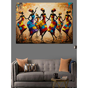 Dans Eden Renkli Kadınlar Dekoratif Kanvas - Mdf Ahşap Tablo 70x100 cm