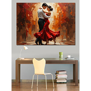 Tutkulu Tango Dans Eden Çift Dekoratif Kanvas - Mdf Ahşap Tablo 70x100 cm