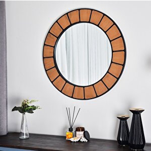 Dfn Wood Terra 90x90 Cm Yuvarlak Dekoratif Duvar Salon Konsol Banyo Aynası 90x90 cm