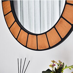 Dfn Wood Terra 90x90 Cm Yuvarlak Dekoratif Duvar Salon Konsol Banyo Aynası 90x90 cm