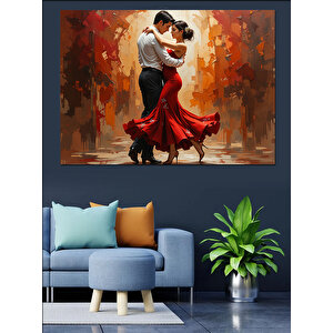 Tutkulu Tango Dans Eden Çift Dekoratif Kanvas - Mdf Ahşap Tablo 100x140 cm