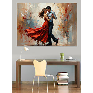Tutkulu Dans Eden Romantik Çift Dekoratif Kanvas - Mdf Ahşap Tablo 70x100 cm