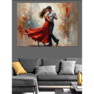 Tutkulu Dans Eden Romantik Çift Dekoratif Kanvas - Mdf Ahşap Tablo 70x100 cm