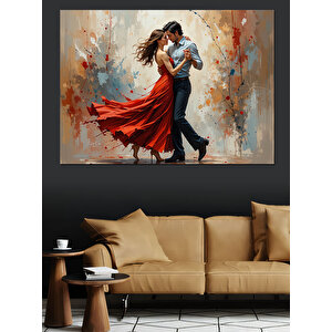Tutkulu Dans Eden Romantik Çift Dekoratif Kanvas - Mdf Ahşap Tablo 70x100 cm
