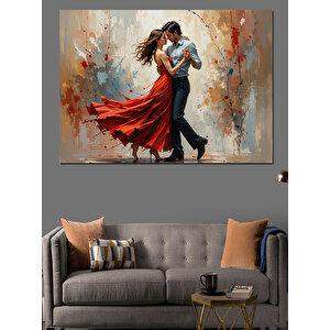 Tutkulu Dans Eden Romantik Çift Dekoratif Kanvas - Mdf Ahşap Tablo