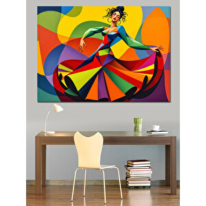 Soyut Dans Eden Kadın Dekoratif Kanvas - Mdf Ahşap Tablo
